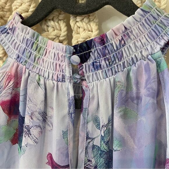 Georgette Smocked Neck Cold Shoulder Blouse - Women SZ 2XL - Business Casual - Picture 6 of 10